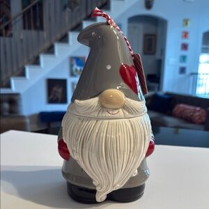 Gray and Red Holiday Decor Gnome Figurine
